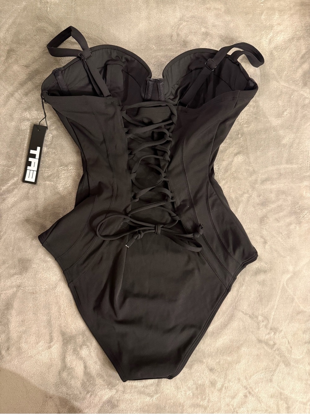 TA3 Lushy Black One Piece Swimsuit M Regular Long C Cup NWT Corset - Picture 6 of 6